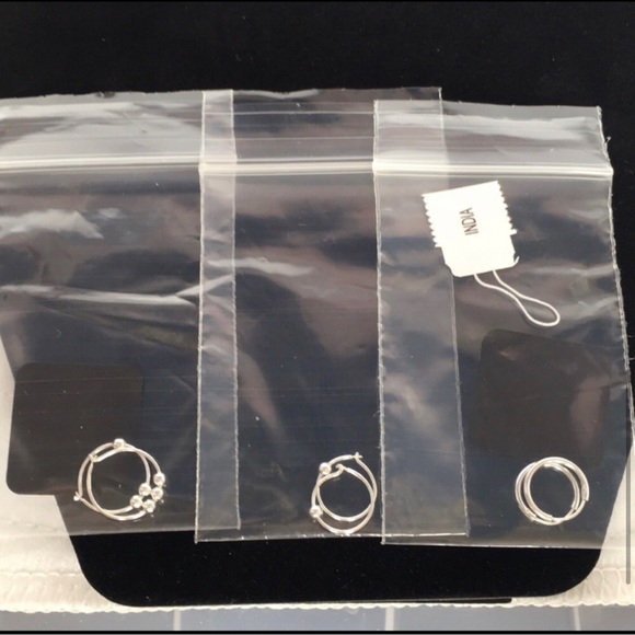 Sterling Silver Beaded Hoop Earrings Set of 3 NWT - Picture 8 of 13